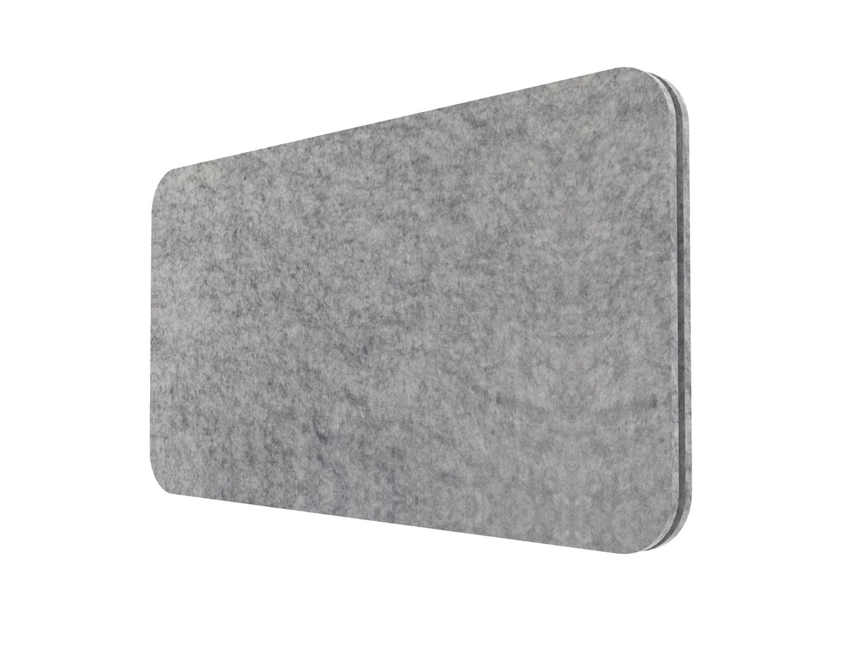 Desk Mounted Eco Panel Screen — 750mm W x 384mm H (400mm H with Clamps) / Marble Grey