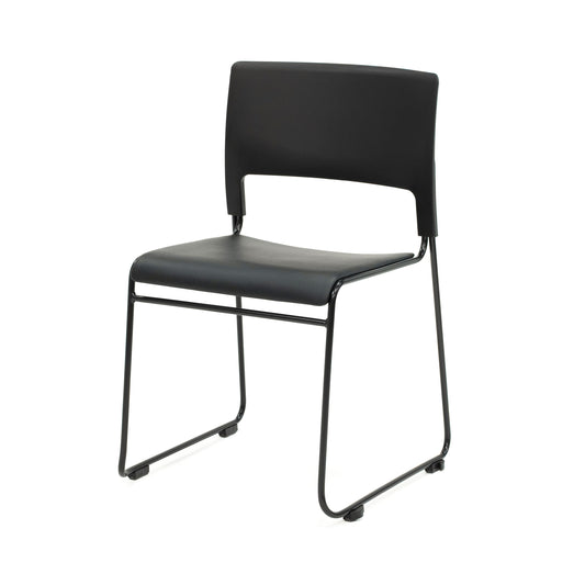 Apollo Sled Base Stacking Chair — Seat Pad Upholstered In Black Vinyl