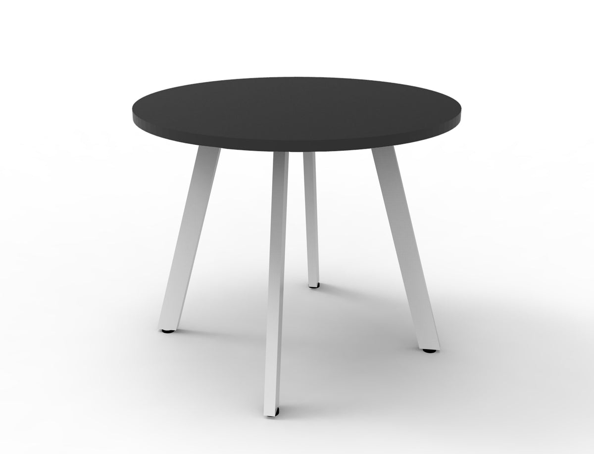 Eternity Meeting Table Round — 900mm DIA, Black, White P/C — D-ERT9 BLK/WS
