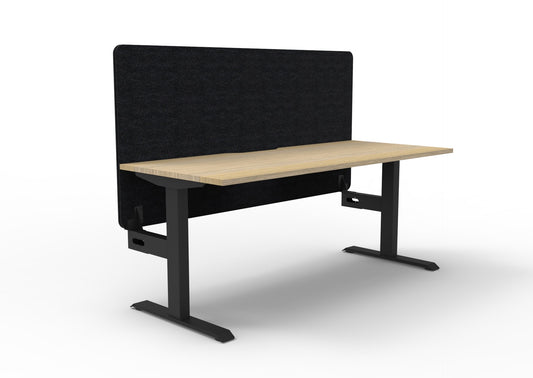Boost Static 1800 x 750mm — Natural Oak Top & Black Satin Frame — Black PET Eco Panel screen — without cable tray