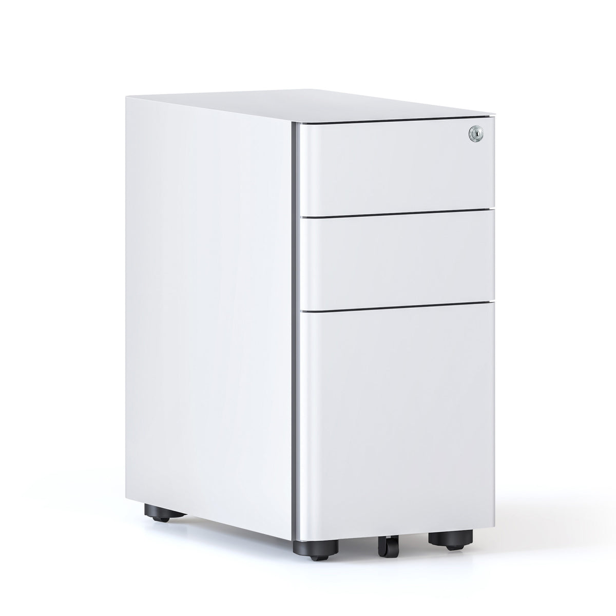 Rapidline Eternity Slimline Mobile Pedestal in White China with three drawers.