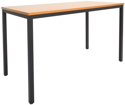 Drafting Height Steel Frame Table — 1500mm W x 750mm D, Beech Top & Black P/C Frame — 9SFT1575 B