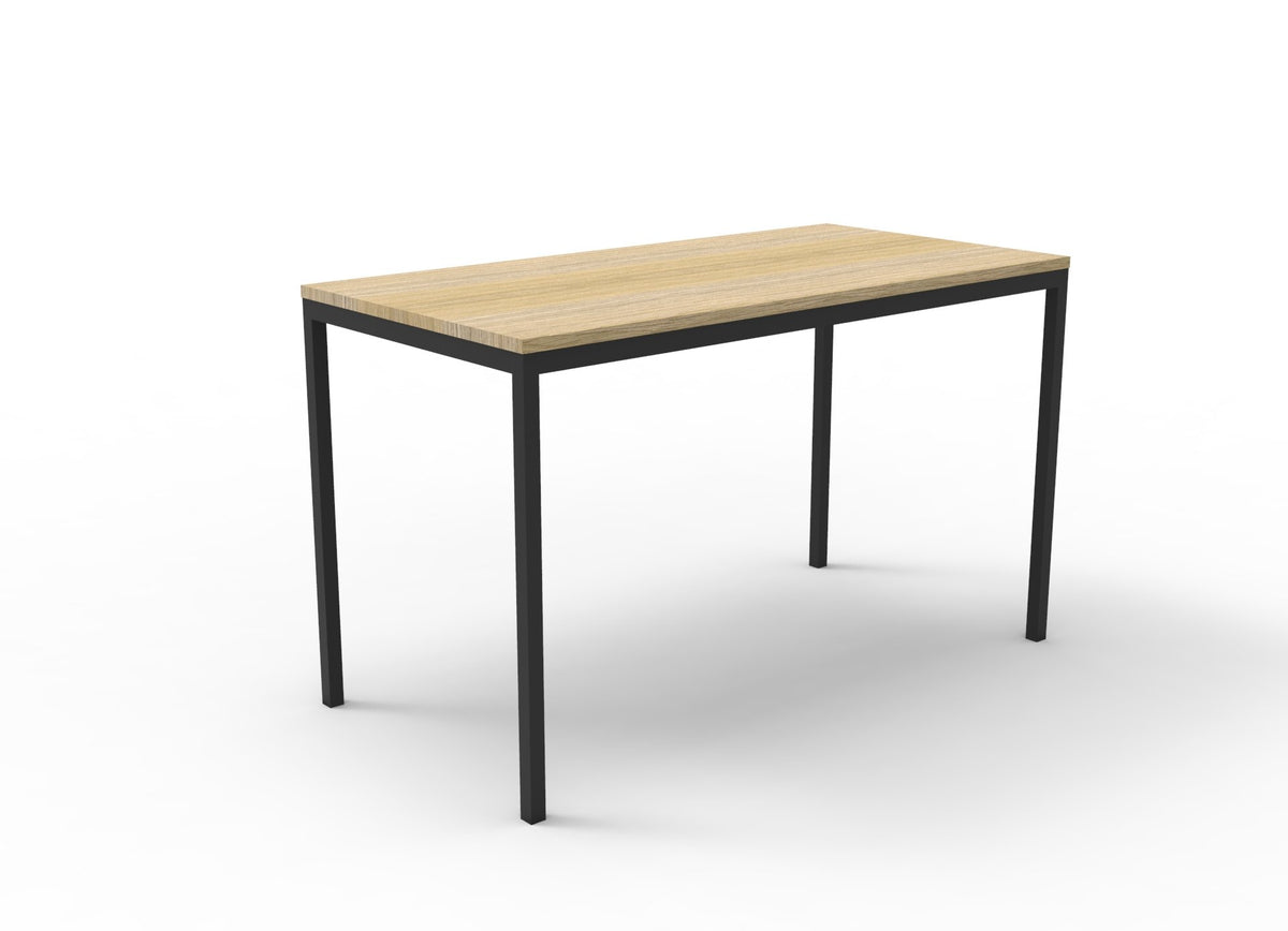 Drafting Height Steel Frame Table — 1500mm W x 750mm D, Natural Oak Top & Black P/C Frame — 9SFT1575 NO