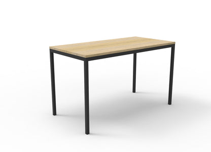 Drafting Height Steel Frame Table — 1500mm W x 750mm D, Natural Oak Top & Black P/C Frame — 9SFT1575 NO