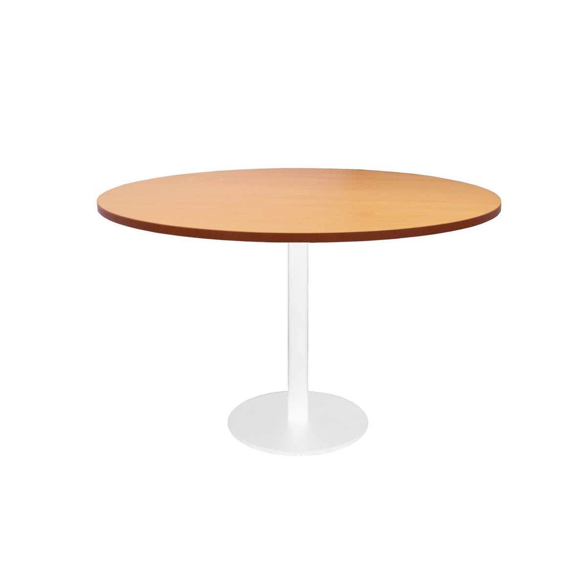 Estilo Round Table — 1200mm DIA, Beech, White P/C — CBT12 B/WS