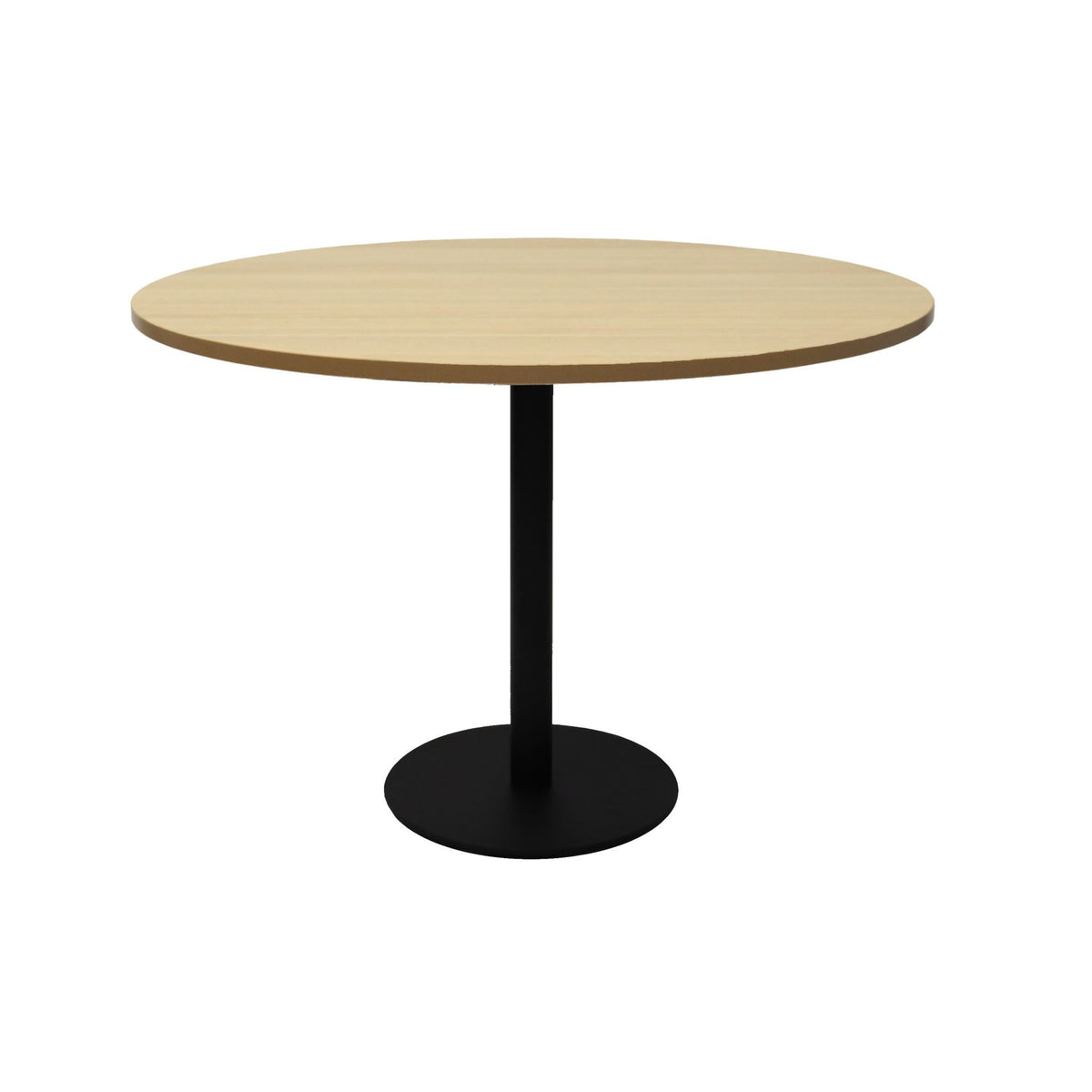 Estilo Round Table — 1200mm DIA, Natural Oak, Black P/C — CBT12 NO/BL