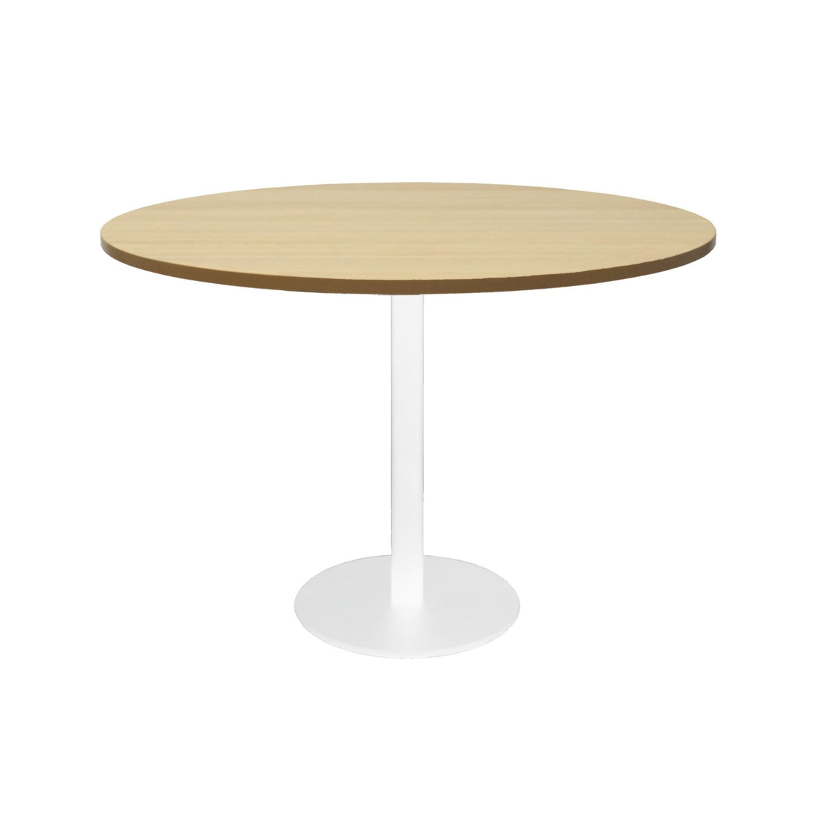 Estilo Round Table — 1200mm DIA, Natural Oak, White P/C — CBT12 NO/WS