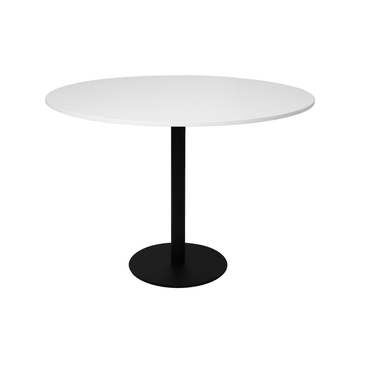 Estilo Round Table — 1200mm DIA, Natural White, Black P/C — CBT12 NW/BL