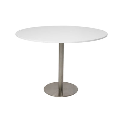 Estilo Round Table — 1200mm DIA, Natural White, Stainless Steel — CBT12 NW/SS