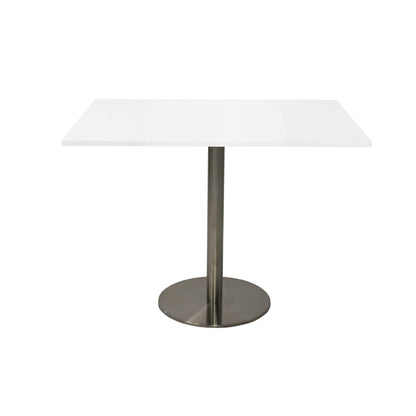 Estilo Square Meeting Table — Natural White Top & Stainless Steel Base — CBT990 NW/SS