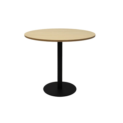 Estilo Round Table — 900mm DIA, Natural Oak, Black P/C — CBT9 NO/BL