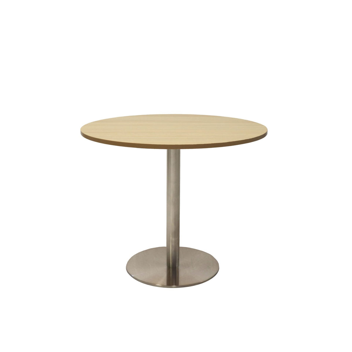 Estilo Round Table — 900mm DIA, Natural Oak, Stainless Steel — CBT9 NO/SS