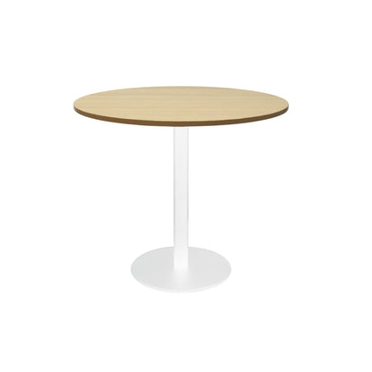 Estilo Round Table — 900mm DIA, Natural Oak, White P/C — CBT9 NO/WS