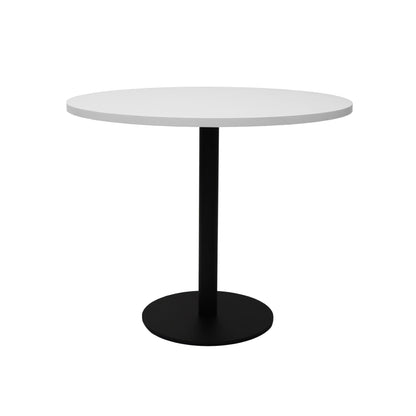 Estilo Round Table — 900mm DIA, Natural White, Black P/C — CBT9 NW/BL