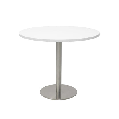 Estilo Round Table — 900mm DIA, Natural White, Stainless Steel — CBT9 NW/SS