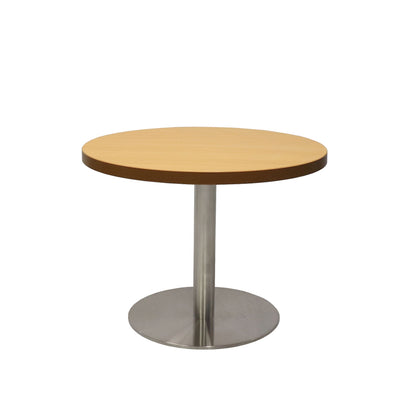 Estilo Round Coffee Table — Beech, Stainless Steel, 600mm Dia — CCT6 B/SS