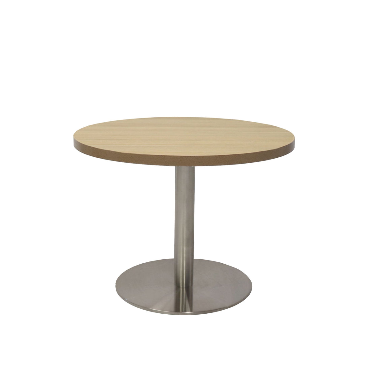 Estilo Round Coffee Table — Natural Oak, Stainless Steel, 600mm Dia — CCT6 NO/SS