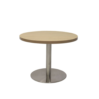 Estilo Round Coffee Table — Natural Oak, Stainless Steel, 600mm Dia — CCT6 NO/SS
