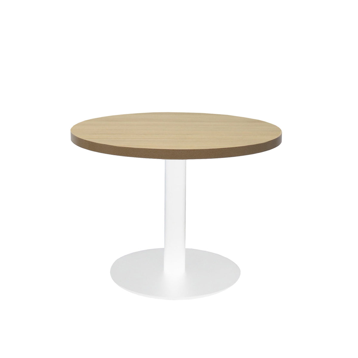 Estilo Round Coffee Table — Natural Oak, White P/C, 600mm Dia — CCT6 NO/WS
