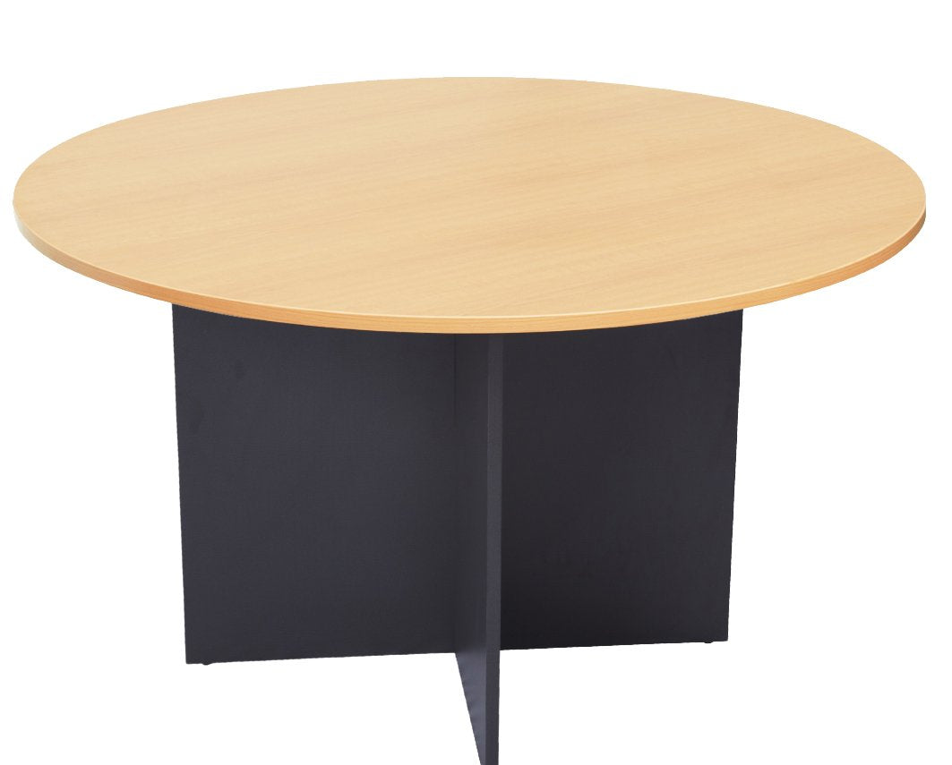 Rapid Worker Round Table — 1200mm DIA, Beech Top & Ironstone Base — CRM12 B/I