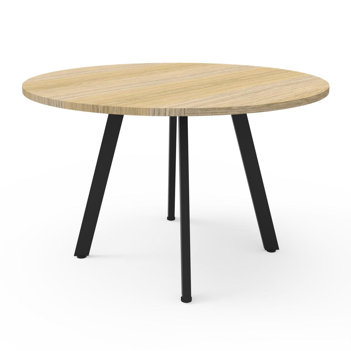 Eternity Meeting Table Round — 1200mm DIA, Natural Oak, Black P/C — D-ERT12 NO/BL
