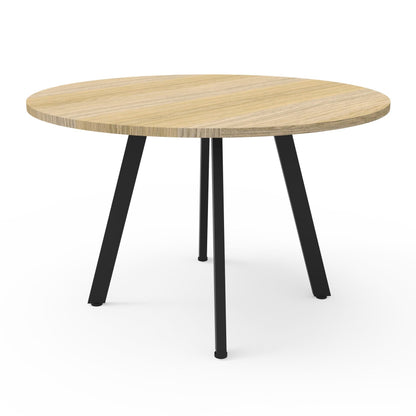 Eternity Meeting Table Round — 1200mm DIA, Natural Oak, Black P/C — D-ERT12 NO/BL