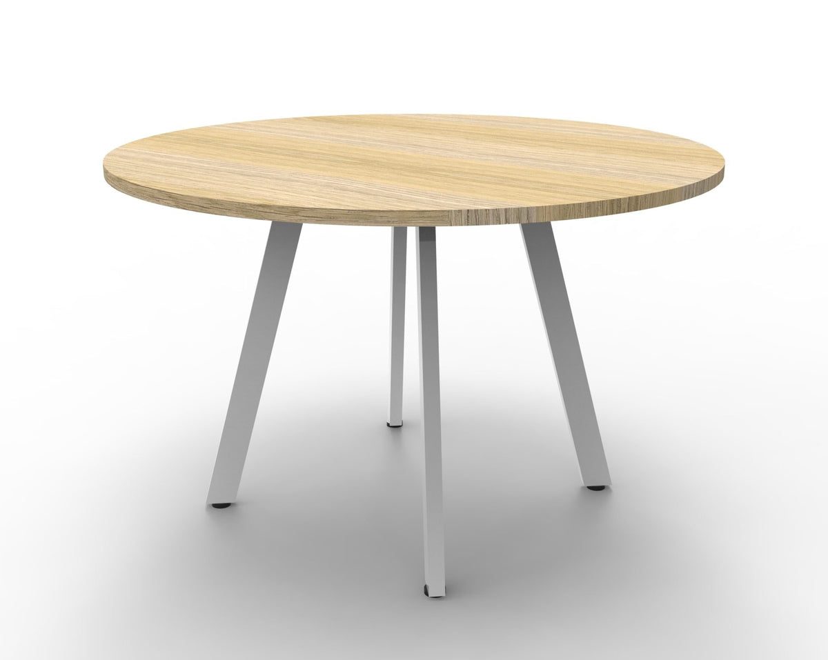 Eternity Meeting Table Round — 1200mm DIA, Natural Oak, White P/C — D-ERT12 NO/WS