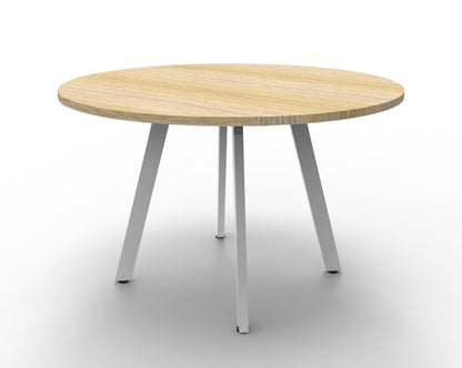 Eternity Meeting Table Round — 1200mm DIA, Natural Oak, White P/C — D-ERT12 NO/WS
