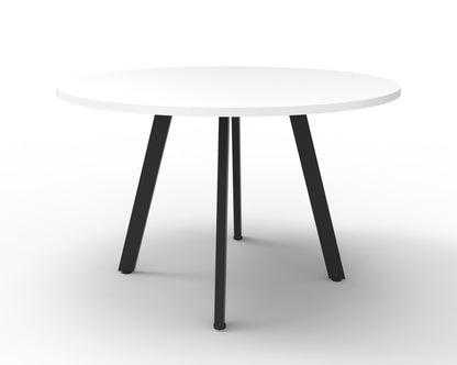 Eternity Meeting Table Round — 1200mm DIA, Natural White, Black P/C — D-ERT12 NW/BL