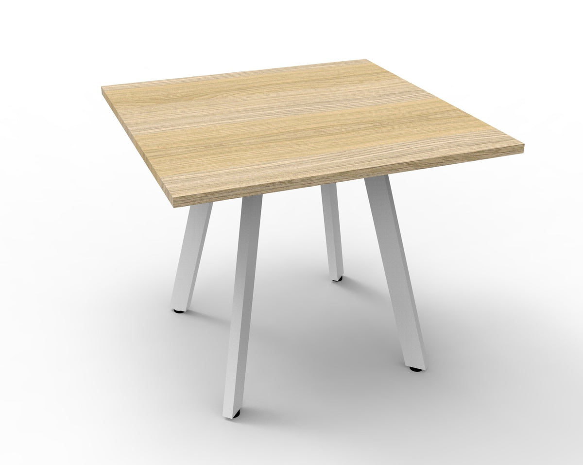 Eternity Meeting Table Square — Natural Oak Top & White Satin Base — D-ERT990 NO/WS