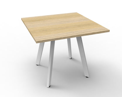 Eternity Meeting Table Square — Natural Oak Top & White Satin Base — D-ERT990 NO/WS