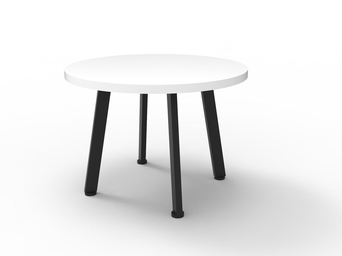 Eternity Round Coffee Table — 600mm Dia x 450mm H, Natural White, Black P/C — ECT600 NW/BL
