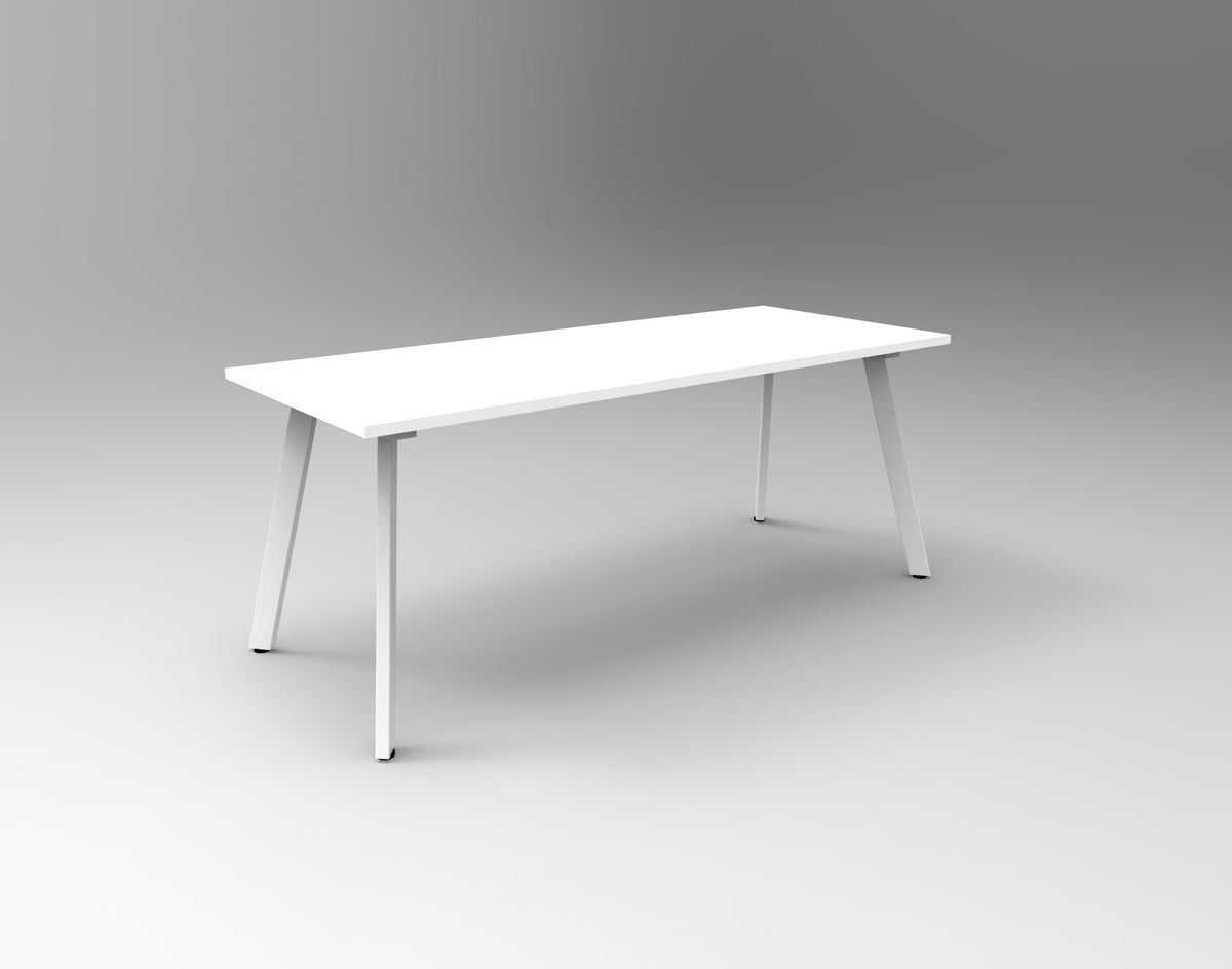 Eternity Meeting & Boardroom Table Rectangle — 1500mm W x 750mm D, Natural White Top & White Satin Base — EMT1575 NW/WS