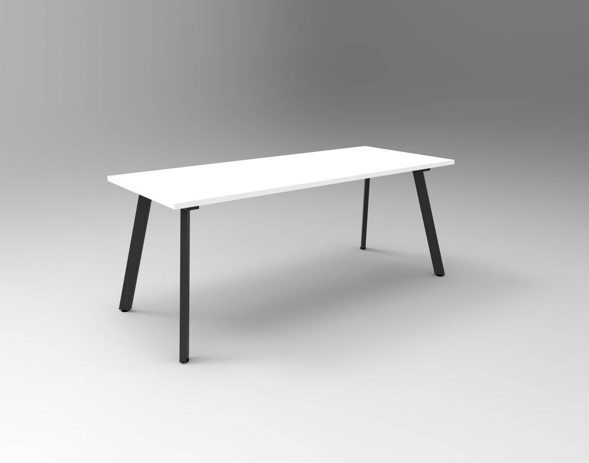 Eternity Meeting & Boardroom Table Rectangle — 1800mm W x 750mm D, Natural White Top & Black Satin Base — EMT1875 NW/BL