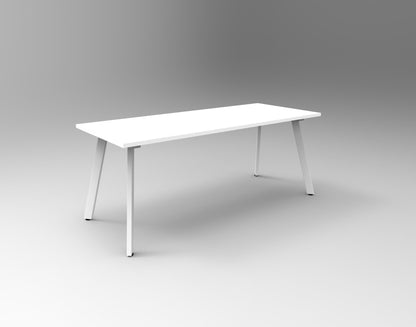 Eternity Meeting & Boardroom Table Rectangle — 1800mm W x 750mm D, Natural White Top & White Satin Base — EMT1875 NW/WS