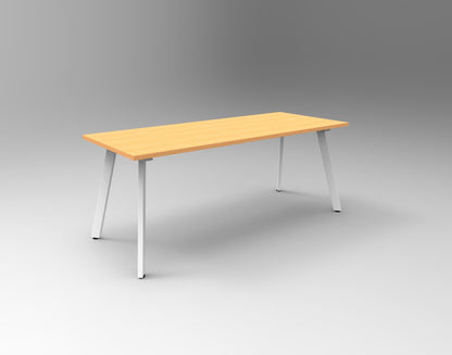 Eternity Meeting & Boardroom Table Rectangle — 1800mm W x 900mm D, Beech Top & White Satin Base — EMT189 B/WS