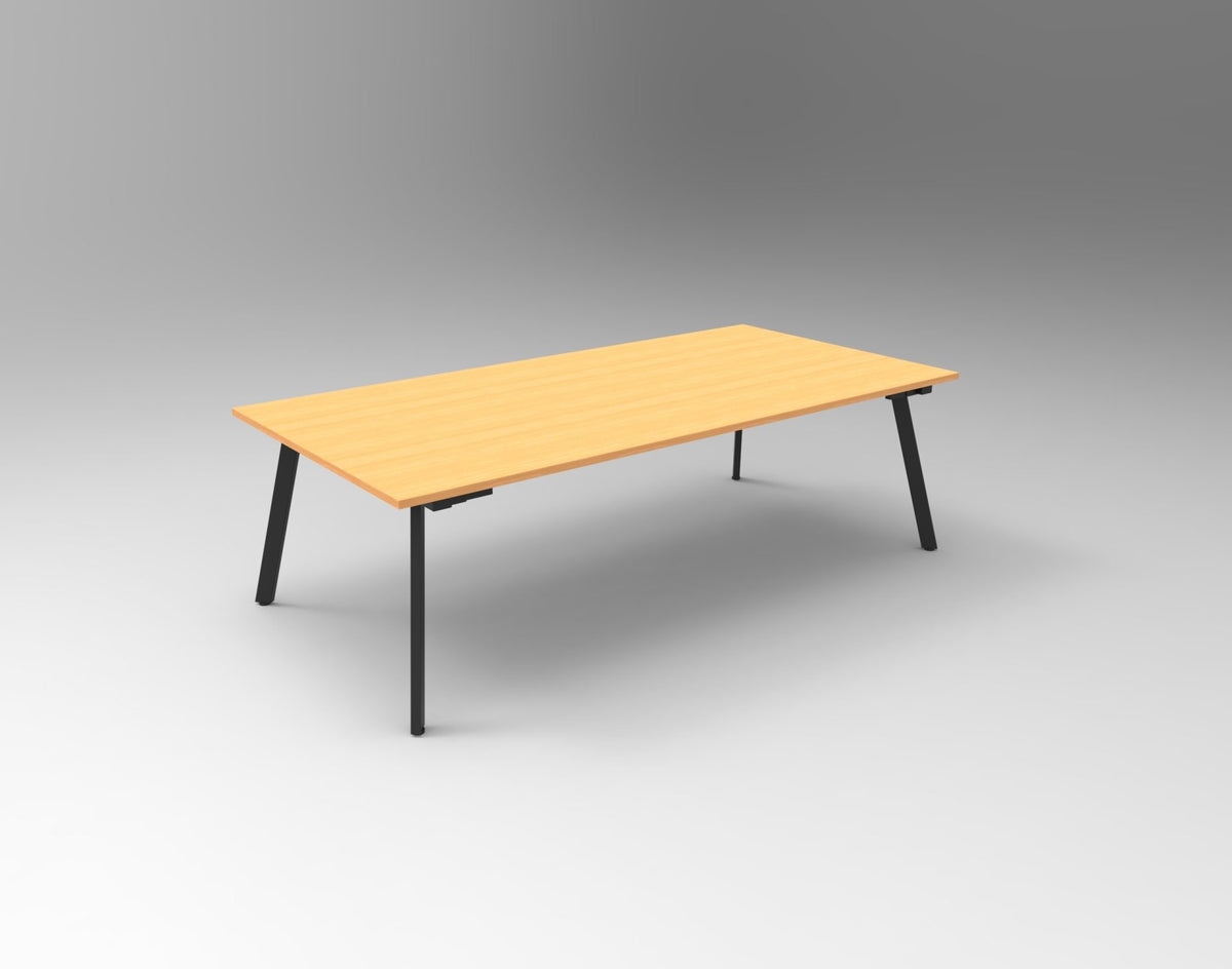 Eternity Meeting & Boardroom Table Rectangle — 2400mm W x 1200mm D, Beech Top & Black Satin Base — EMT2412 B/BL