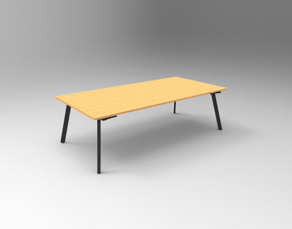 Eternity Meeting & Boardroom Table Rectangle — 2400mm W x 1200mm D, Beech Top & Black Satin Base — EMT2412 B/BL