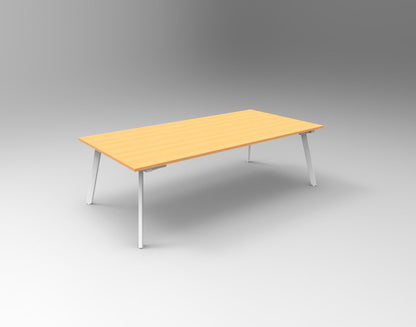 Eternity Meeting & Boardroom Table Rectangle — 2400mm W x 1200mm D, Beech Top & White Satin Base — EMT2412 B/WS