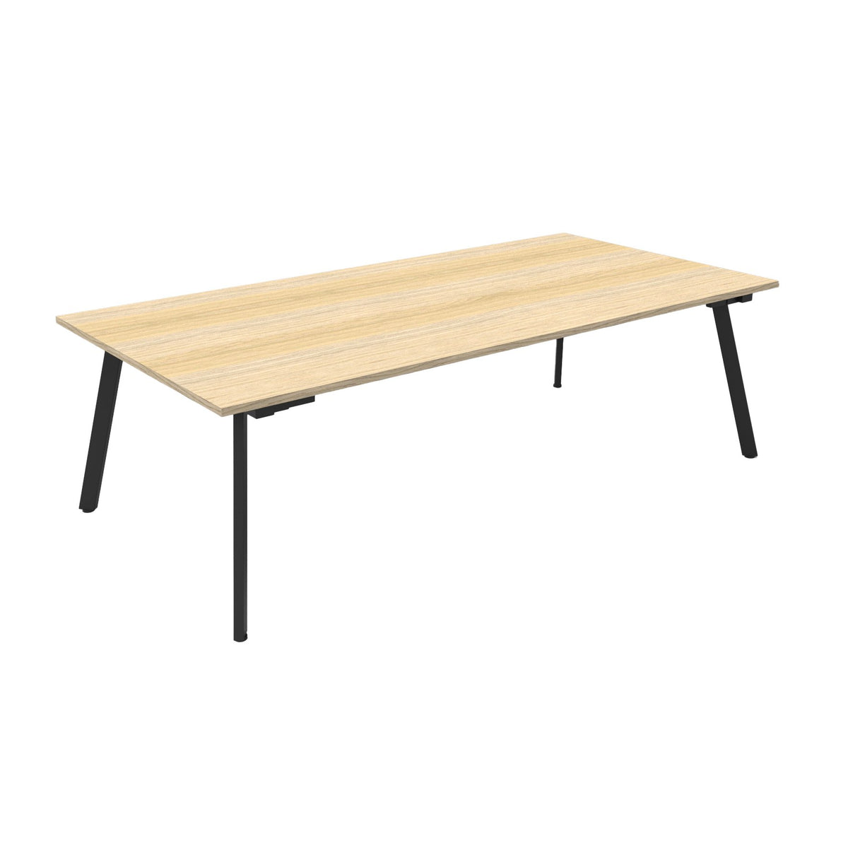 Eternity Meeting & Boardroom Table Rectangle — 2400mm W x 1200mm D, Natural Oak Top & Black Satin Base — EMT2412 NO/BL