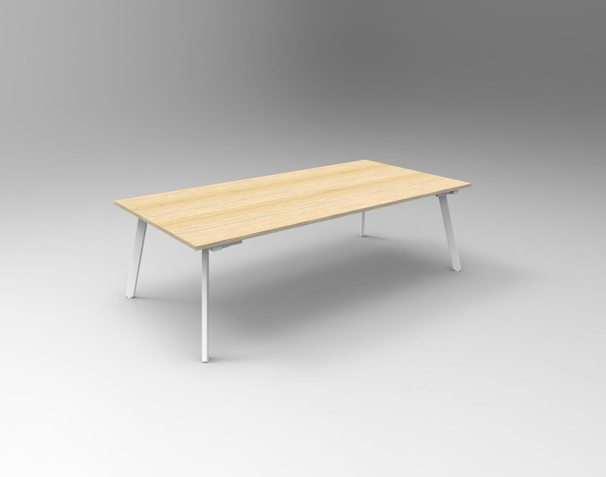 Eternity Meeting & Boardroom Table Rectangle — 2400mm W x 1200mm D, Natural Oak Top & White Satin Base — EMT2412 NO/WS