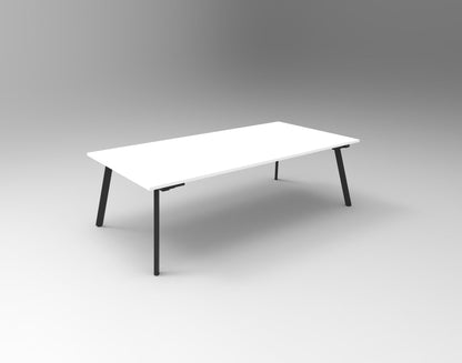 Eternity Meeting & Boardroom Table Rectangle — 2400mm W x 1200mm D, Natural White Top & Black Satin Base — EMT2412 NW/BL