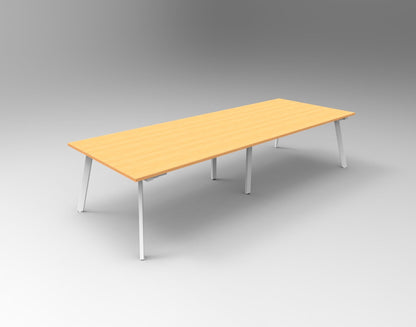Eternity Meeting & Boardroom Table Rectangle — 3200mm W x 1200mm D, Beech Top & White Satin Base — EMT3212 B/WS