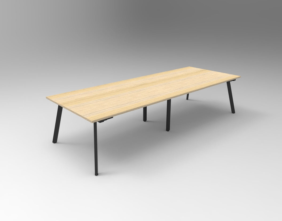 Eternity Meeting & Boardroom Table Rectangle — 3200mm W x 1200mm D, Natural Oak Top & Black Satin Base — EMT3212 NO/BL