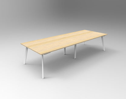 Eternity Meeting & Boardroom Table Rectangle — 3200mm W x 1200mm D, Natural Oak Top & White Satin Base — EMT3212 NO/WS