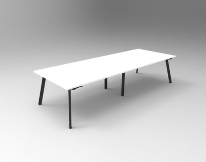 Eternity Meeting & Boardroom Table Rectangle — 3200mm W x 1200mm D, Natural White Top & Black Satin Base — EMT3212 NW/BL