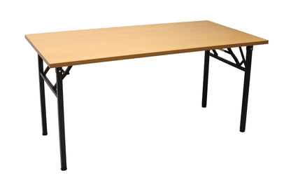 Steel Frame Folding Table — 1800mm W x 750mm D, Beech Top & Black P/C Base — FFT1875 B