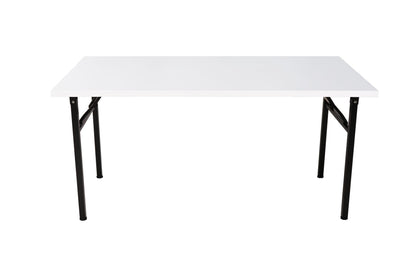 Steel Frame Folding Table — 1800mm W x 750mm D, Natural White Top & Black P/C Base — FFT1875 NW