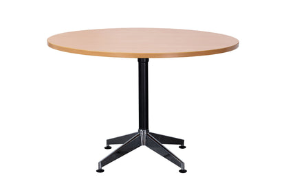 Typhoon 4 Star Round Table — 1200mm DIA, Beech, Black P/C + Polished Aluminium — TTR1200 B