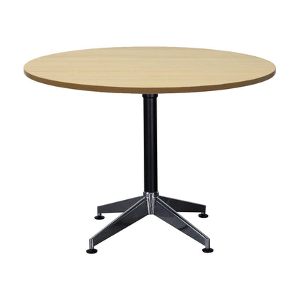 Typhoon 4 Star Round Table — 1200mm DIA, Natural Oak, Black P/C + Polished Aluminium — TTR1200 NO